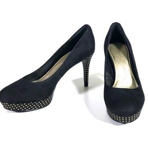 Tahari Sophia Black Suede Platform Heels - 6